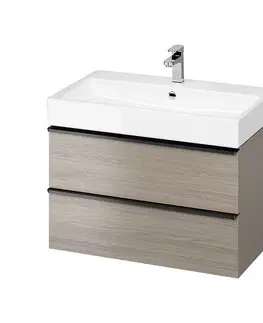 Kúpeľňa CERSANIT - Umývadlo skrinka VIRGO 80 sivý dub s čiernymi úchytmi S522-029