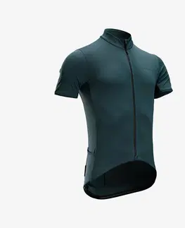 dresy Pánsky letný dres Endurance s krátkym rukávom na cestnú cyklistiku smaragdový