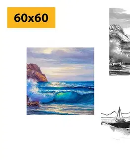 Zostavy obrazov Set obrazov imitácia maľovaného mora