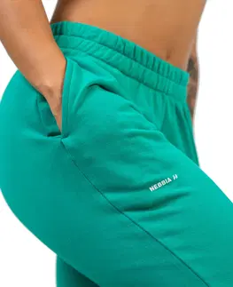 Dámske klasické nohavice Športové voľné tepláky Nebbia GYM TIME 281 Green - XS