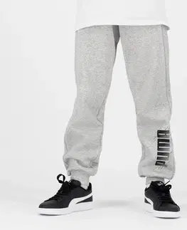 nohavice Detské joggingové nohavice PUMA sivé s nápisom