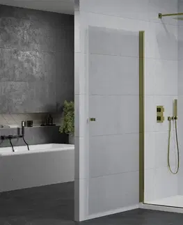 Vane MEXEN/S - Pretoria otváracia sprchovací kút 80x70, sklo transparent, zlatá + vanička 852-080-070-50-00-4010
