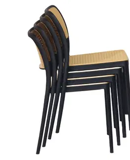 Záhradné stoličky a kreslá Stohovateľná stolička, čierna/béžová, RAVID TYP 1