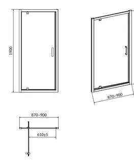 Sprchovacie kúty CERSANIT - Sprchové dvere ARTECO 90x190, kývne, číre sklo S157-008
