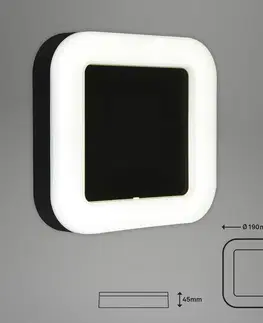 Vonkajšie nástenné svietidlá Briloner LED svietidlá Riga, hranaté 19x19 cm IP44 čierna