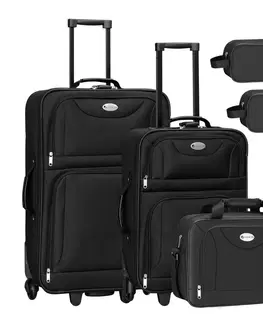 Koše na bielizeň Juskys Súprava textilných kufrov 5 kusov s 2 kuframi, taškou cez rameno a 2 kozmetickými taškami - čierna
