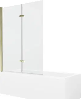 Sprchové dvere MEXEN/S - Cubik obdĺžniková vaňa 160 x 70 cm s panelom + vaňová zástena 120 cm, transparent, zlatá 550316070X9212025000