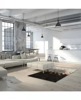 Koberce a koberčeky Luxusný kožený koberec, biela/hnedá/čierna, patchwork, 140x200, KOŽA TYP 7