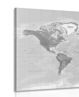 Obrazy mapy Obraz nádherná čiernobiela mapa sveta