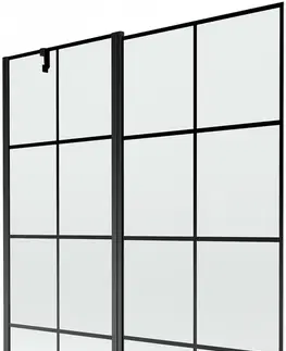 Sprchové dvere MEXEN - Flip vaňová zástena 1-krídlo 140 x 150 cm, čierna vzor, čierna 894-140-101-70-77