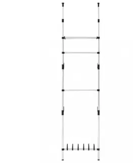 Vešiaky a stojany na šaty Teleskopický šatníkový úložný systém s tyčami a policou strieborná / čierna Dekorhome