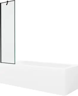Sprchové dvere MEXEN/S - Vega obdĺžniková vaňa 150 x 70 cm s panelom + vaňová zástena 50 cm, čierna vzor 550115070X9505007070