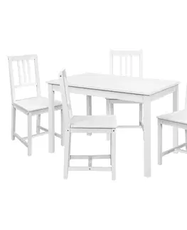 Jedálenské sety Jedálenský stôl 8848B biely lak + 4 stoličky 869B biely lak