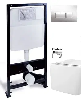 Kúpeľňa PRIM - předstěnový instalační systém s chromovým tlačítkem 20/0041 + WC REA Raul Rimless + SEDADLO PRIM_20/0026 41 RA1