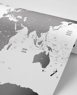 Tapety mapy Tapeta mapa sveta s jednotlivými štátmi v šedej farbe