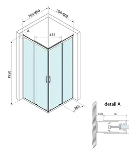 Sprchové dvere Bruckner - BORG štvorcová sprchová zástena 800x800x1950  751.180.1