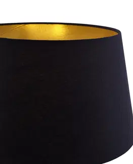 Stojace lampy Čierna stojaca lampa s čiernym tienidlom a nastaviteľnou lampou na čítanie - Ladas