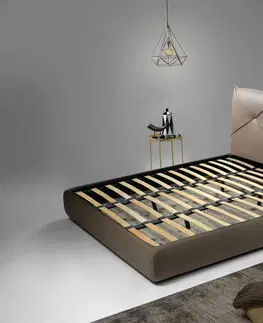 Manželské postele MEL čalúnená posteľ 180, svetlohnedá ekokoža