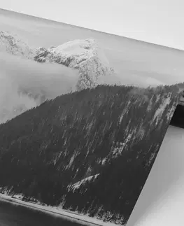 Samolepiace tapety Samolepiaca fototapeta zimná krajina v čiernobielom