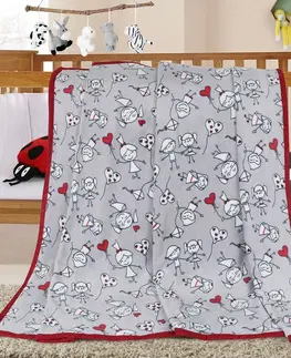 Detské deky Bellatex Deka Ella Panáčikovia sivá, 100 x 155 cm