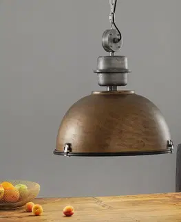 Závesné svietidlá Steinhauer Hnedá závesná lampa Bikkel XXL, priemyselný dizajn