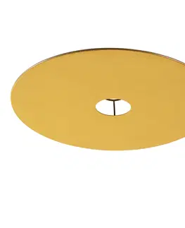 Tienidlo na lampu Velúrové ploché tienidlo žlté so zlatom 45 cm