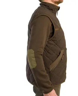 bundy a vesty Prešívaná poľovnícka vesta Steppe 500 nehlučná hnedá