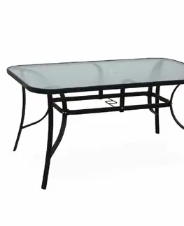 Záhradné stolíky Jedálenský stôl, tvrdené sklo/oceľ, 150x90 cm, PASTER
