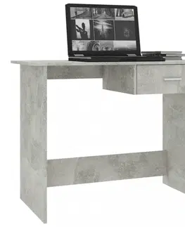 Pracovné stoly Písací stôl so zásuvkou 100x50 cm Dekorhome Sivá lesk