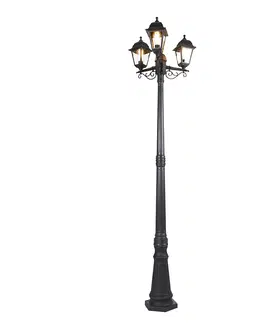Zahradne stlpove lampy Inteligentná lampa čierna 3-svetlá IP44 vrátane Wifi ST64 - Capital