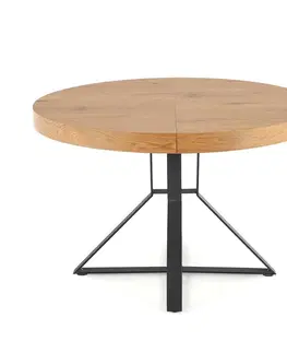Jedálenské stoly HALMAR Mercy okrúhly rozkladací jedálenský stôl dub zlatý / čierna