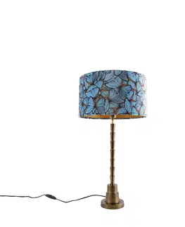 Stolove lampy Stolová lampa v štýle art deco bronzový zamatový odtieň motýľový dizajn 35 cm - Pisos