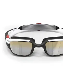 plávanie Plavecké okuliare Turn zrkadlové sklá jednotná veľkosť čierno-bielo-červené