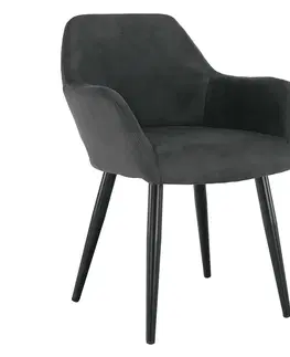 Stoličky Dizajnové kreslo, látka s efektom brúsenej kože, sivá/čierna, LACEY
