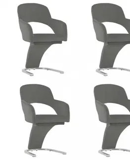 Jedálenské stoličky a kreslá Jedálenská stolička 4 ks zamat / chróm Dekorhome Čierna