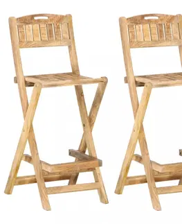 Záhradné kreslá a stoličky Skladacia záhradná barové stoličky 2 ks mangovníkové drevo Dekorhome