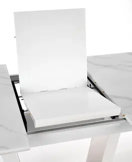 Jedálenské stoly HALMAR Blanco rozkladací jedálenský stôl biely mramor / biela