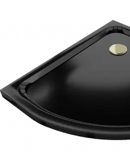 Vane MEXEN/S - Flat sprchová vanička štvrťkruhová slim 80 x 80, černá + zlatý sifón 41708080G