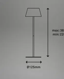 Vonkajšie osvetlenie terasy Briloner LED stolová lampa Kiki s dobíjacou batériou RGBW, matný chróm