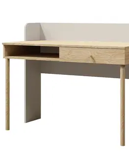 Moderné kancelárske stoly Písací stôl YUKI 11 Sivá béžová/Olejovaný dub