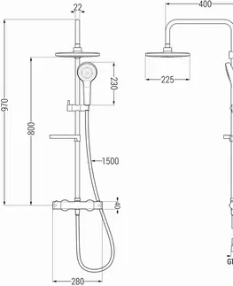 Sprchy a sprchové panely MEXEN/S - KX05 sprchový stĺp s termostatickou batériou čierna 771500591-70