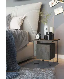 Nočné stolíky  Nočný stolík ACRES 45x40 cm hnedá/čierna 