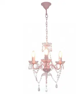 Osvetlenie Závesná lampa luster 3 x E14 Dekorhome Ružová