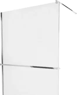 Sprchové dvere MEXEN/S - KIOTO Sprchová zástena WALK-IN s poličkou a držiakom uterákov 80 x 200, transparent 8 mm, chróm 800-080-121-01-00