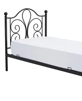 Postele HALMAR Panama 90 kovová jednolôžková posteľ s roštom čierna