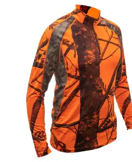 mikiny Priedušné poľovnícke tričko 500 s dlhým rukávom a reflexným maskovaním