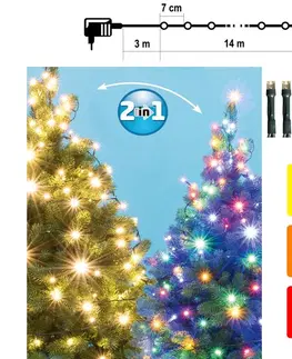 Vianočné dekorácie  LED Vianočná vonkajšia reťaz 200xLED/5 funkcií 17m IP44 teplá biela/multicolor 