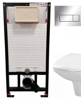 Záchody DEANTE Podstavný rám, pre závesné WC misy + SLIM tlačidlo chrom + WC CERSANIT CLEANON CARINA + SEDADLO CST_WC01 051P CA2