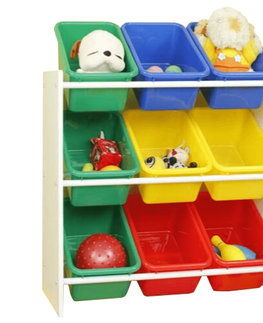 Regály a poličky KONDELA Kido Typ 2 organizér na hračky kombinácia farieb / biela
