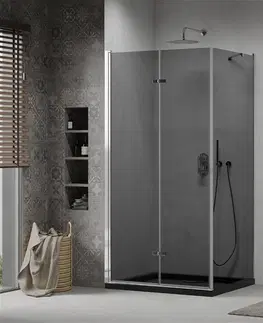 Vane MEXEN/S - Lima sprchovací kút 90x100, grafit, chróm + čierna vanička so sifónom 856-090-100-01-40-4070